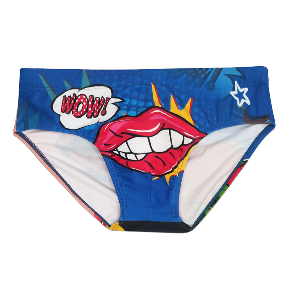 Lèvres sexy imprimées hommes Slips de bain Bikini Low Waist Beach Slips à séchage rapide