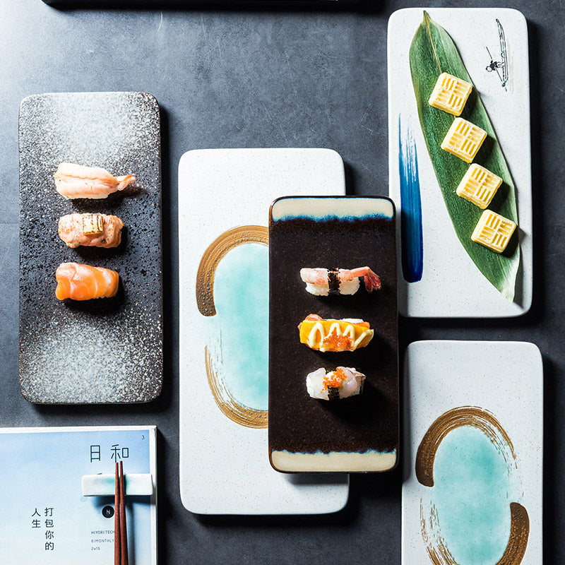 Céramique rectangulaire Sushi Platter japonais