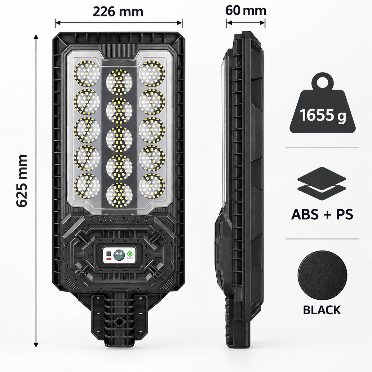 Solar Powered Motion Sensor Outdoor Light W7114 1 Noir pour Garden Yard Street Wall LED
