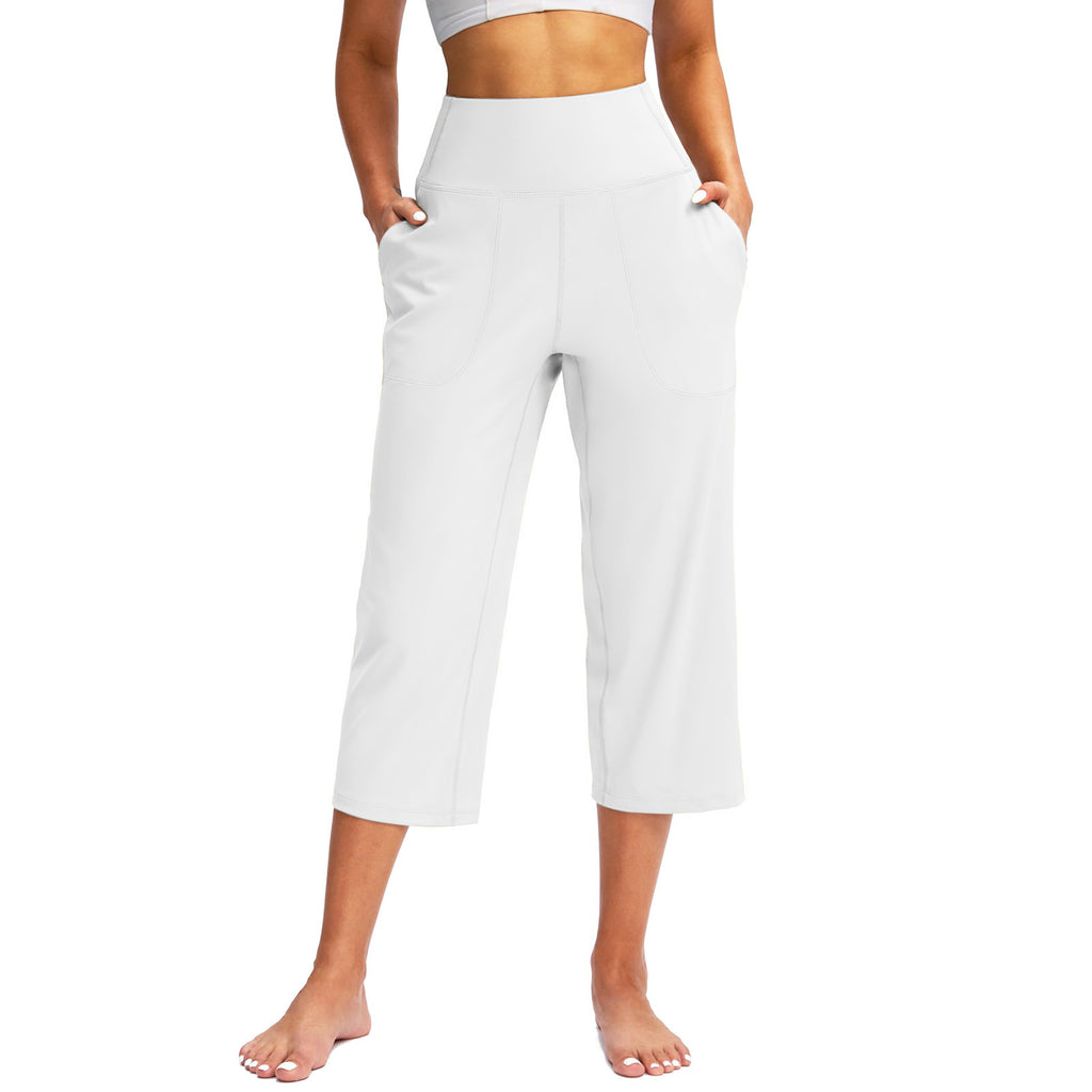 La mode européenne et américaine des femmes Couleur solide Pantalon à large leg avec poches