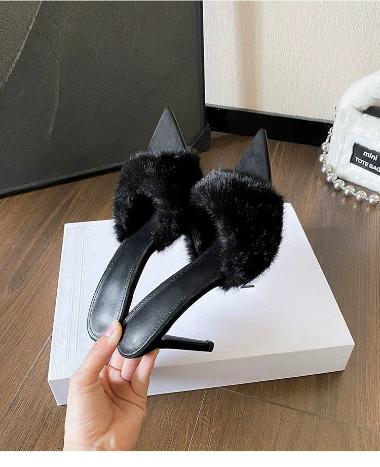 Mules Fuzzy d'automne des femmes
