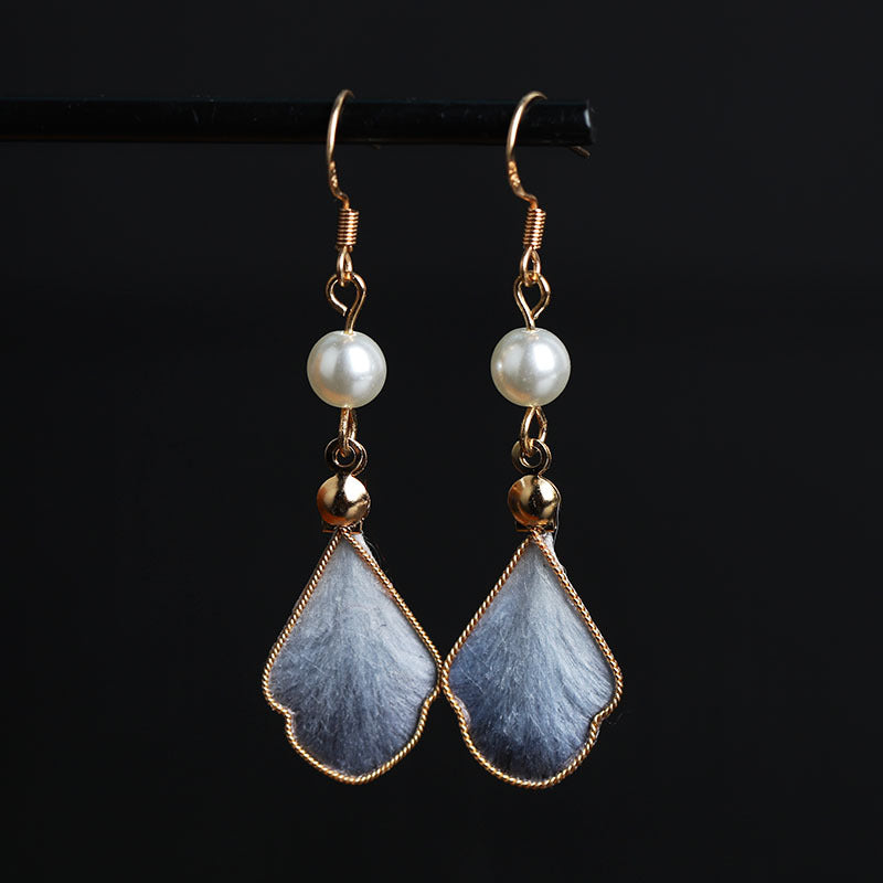 Boucles d'oreilles de fleurs de velours en fil de soie