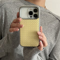 Sleek Solid-color Phone Case with Tiny Dots and a Silver-plated Edge