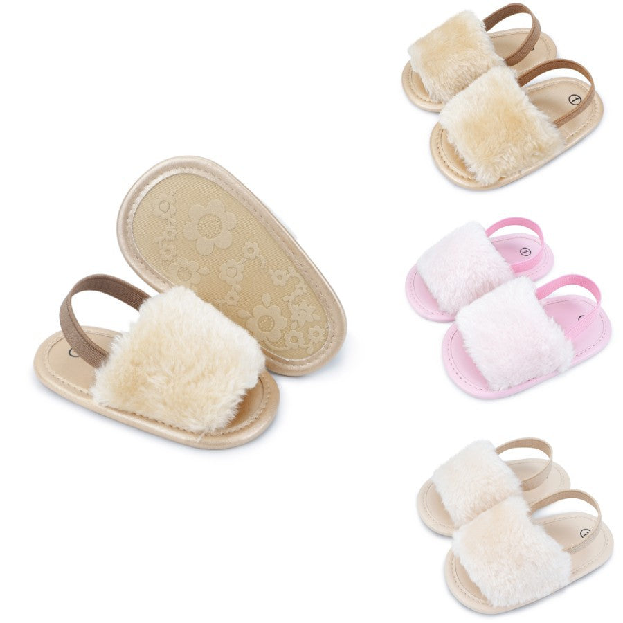 Chaussures casual élastiques en peluche pour filles