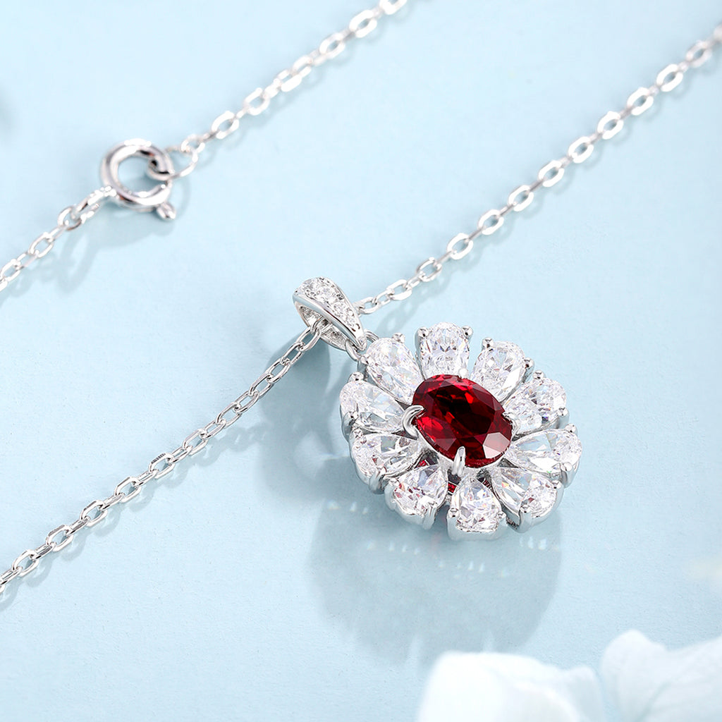 S925 Argent 4.0g Collier de pierre gemme créé en laboratoire