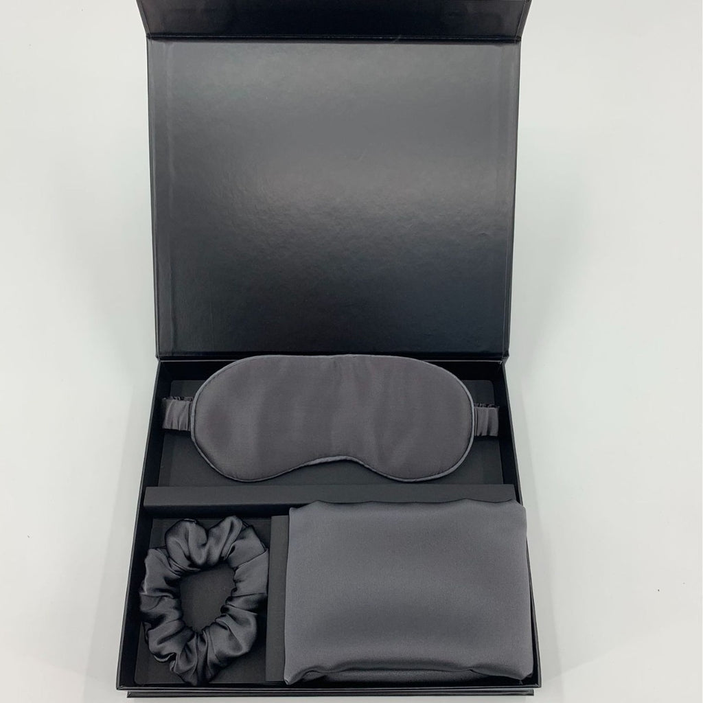 Masque d'oreiller zippé cadeau et ensemble de cravates de cheveux en soie