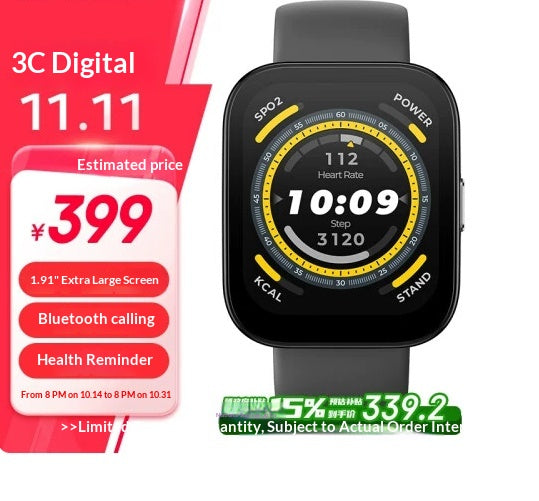 Dawn White 46mm Smartwatch avec l'oxygène du sang et la surveillance de la fréquence cardiaque