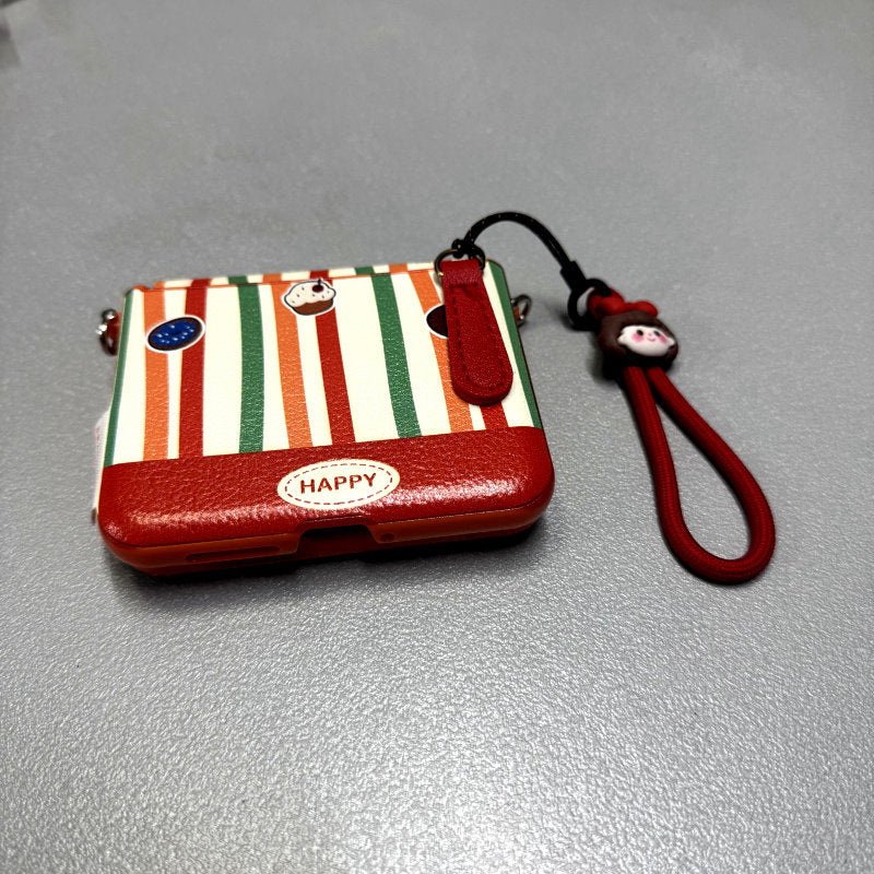 Side flap Striped Cake Glitter Phone Case