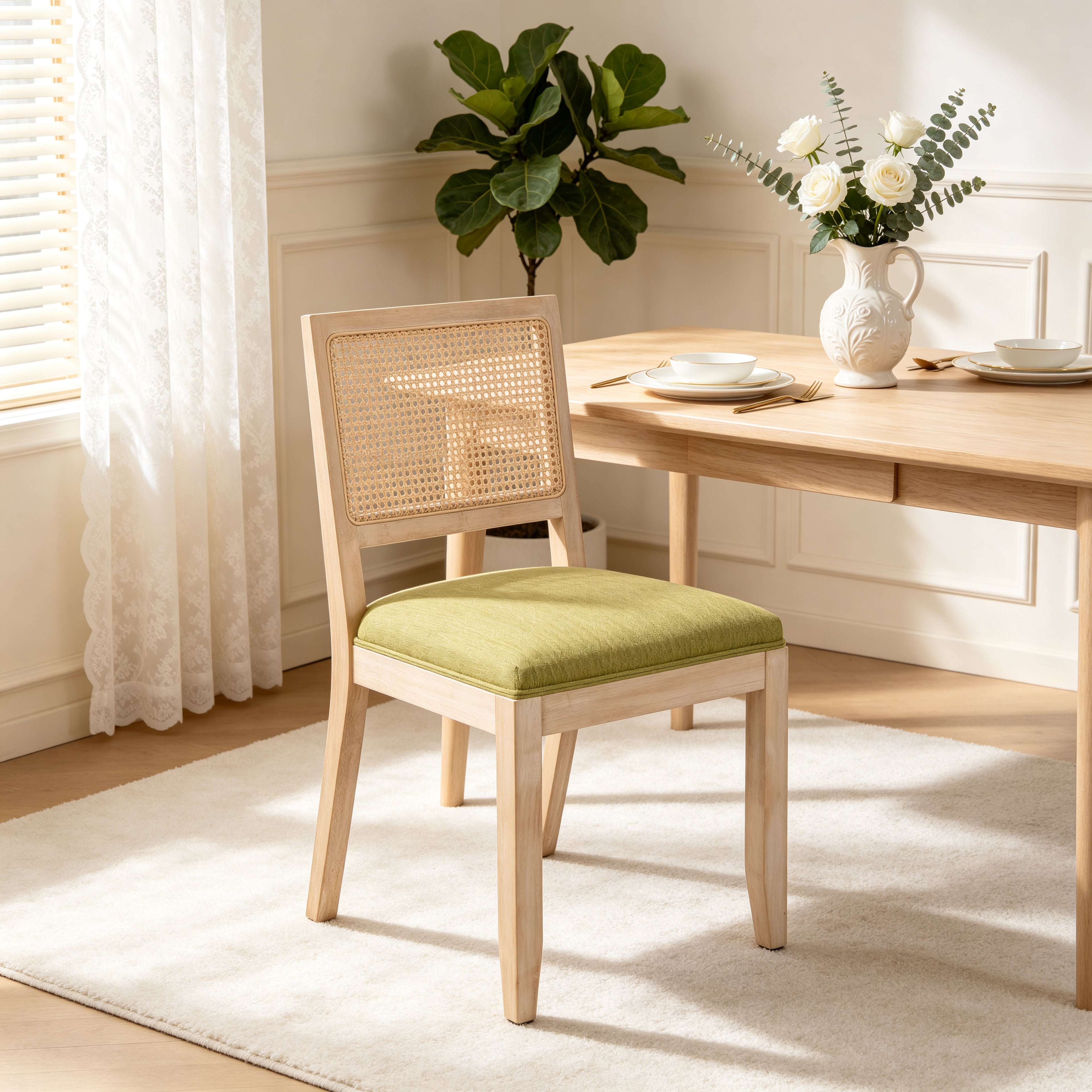 Agritourisme Rattan Chaises à manger Ensemble de 2