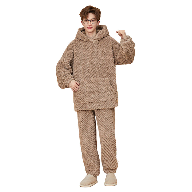 Flannel pour hommes peut être déchiré à l'extérieur Casual vêtements de maison Coral polaire costume