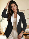 Femmes Bouton court Couleur contrastante Costume à manches longues