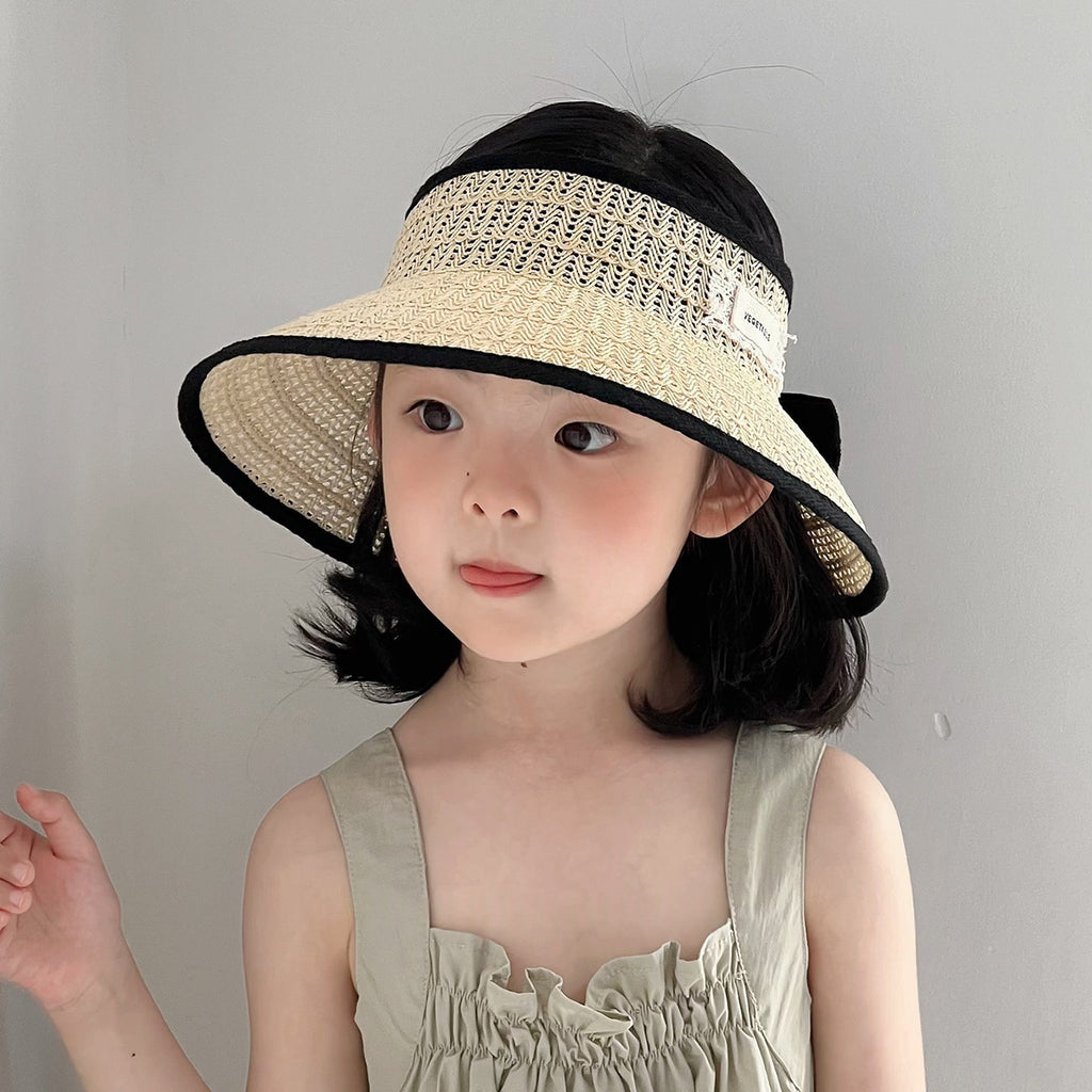 Kids Brimless Straw Hat Femmes Summer Korean Style Wide Brim Fashionable