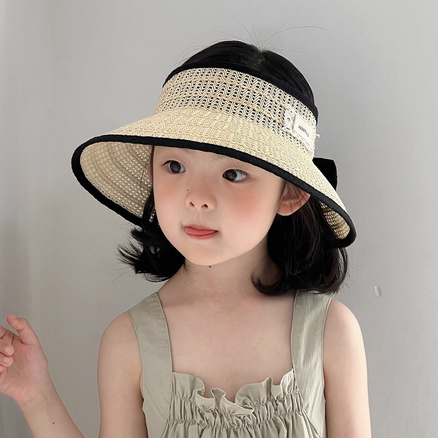 Kids Brimless Straw Hat Femmes Summer Korean Style Wide Brim Fashionable