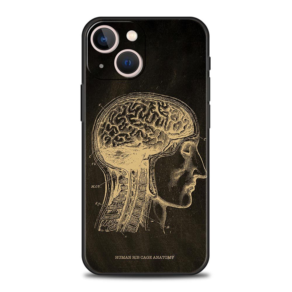 Cas de téléphone en forme de coeur du squelette anatomique