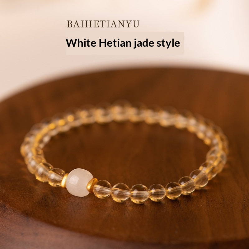 Bracelet de jade Hetian en cristal jaune naturel