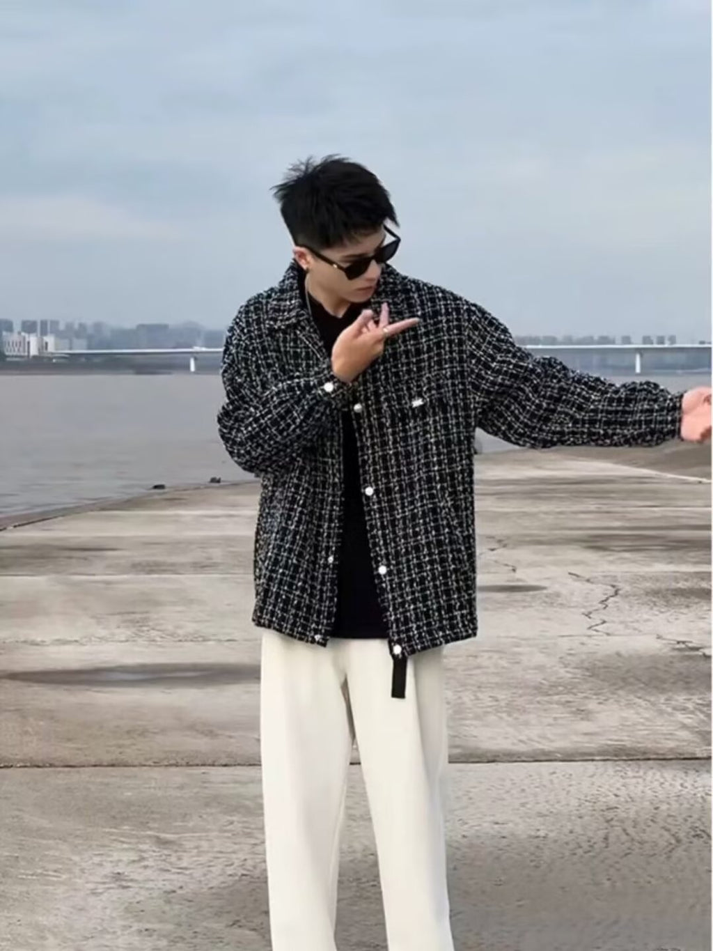 Pantalon en coton à tweed robuste