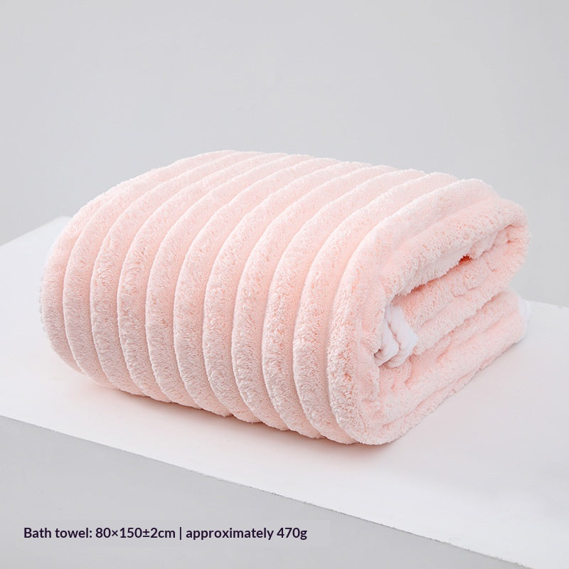 Thick coral striped bath sheet