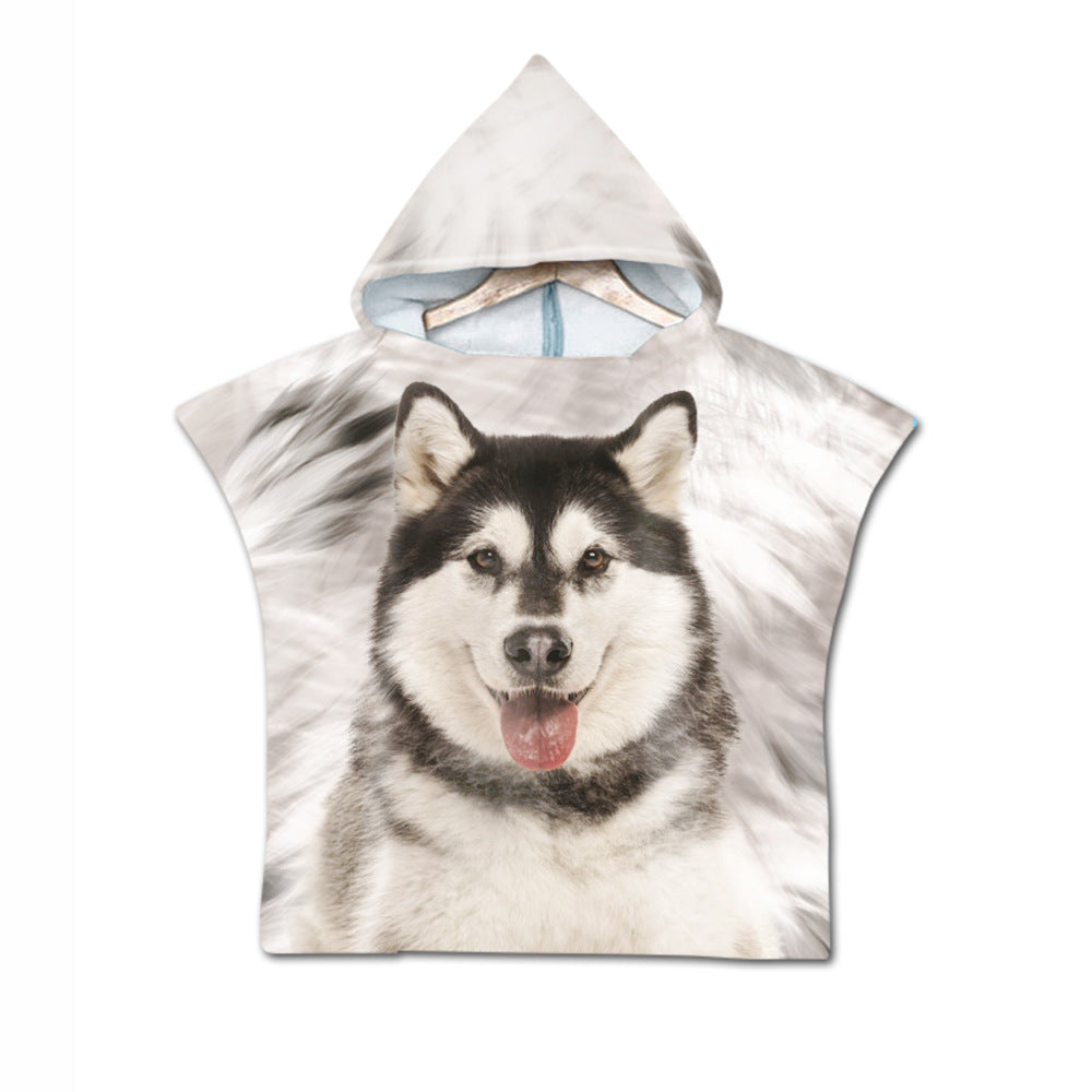 Broderie Livraison 2 jours Broderie Animal Numérique Imprimer Serviette de plage Enfants à capuche