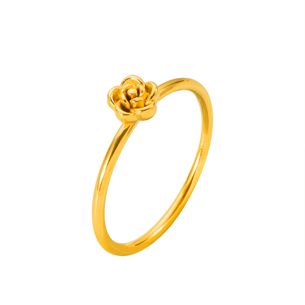 Femmes Rose-fleur Titanium anneau en acier