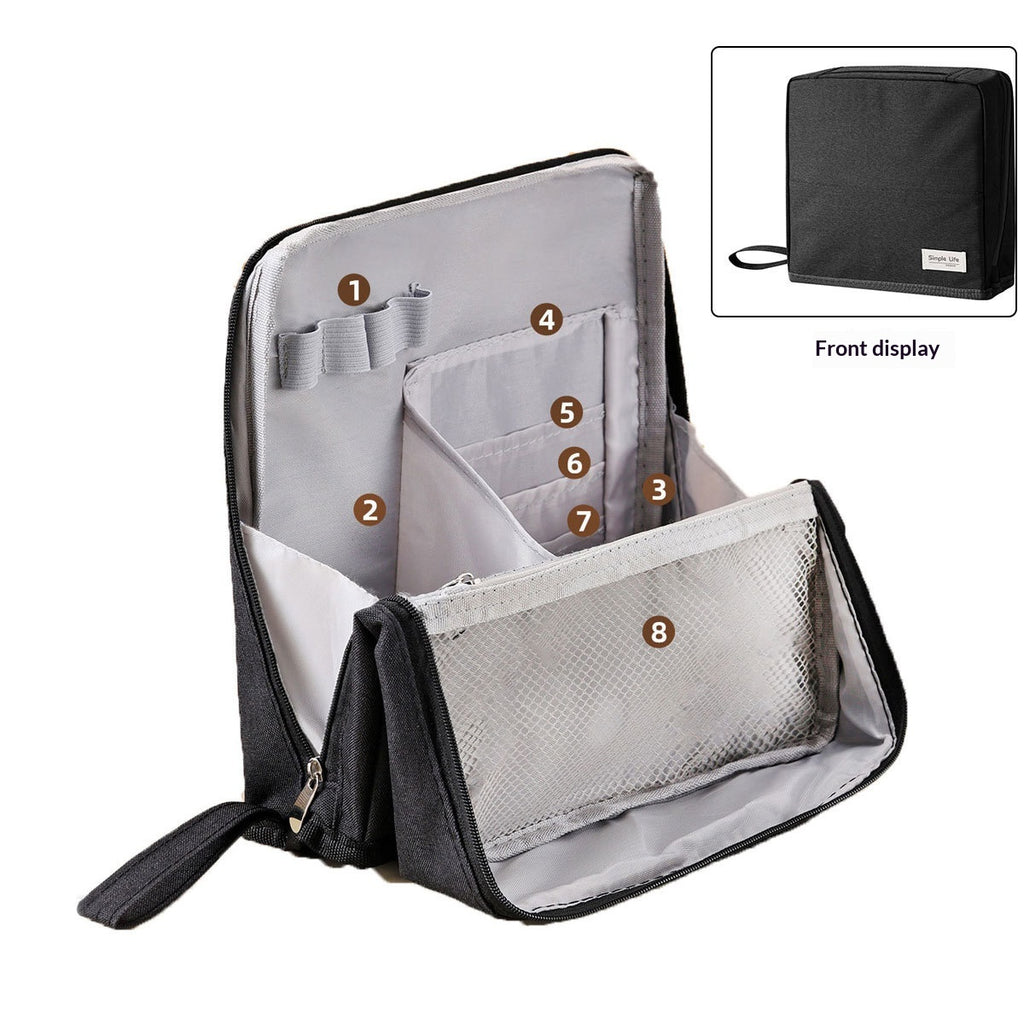 Sac cosmétique vertical grande capacité avec miroir portable
