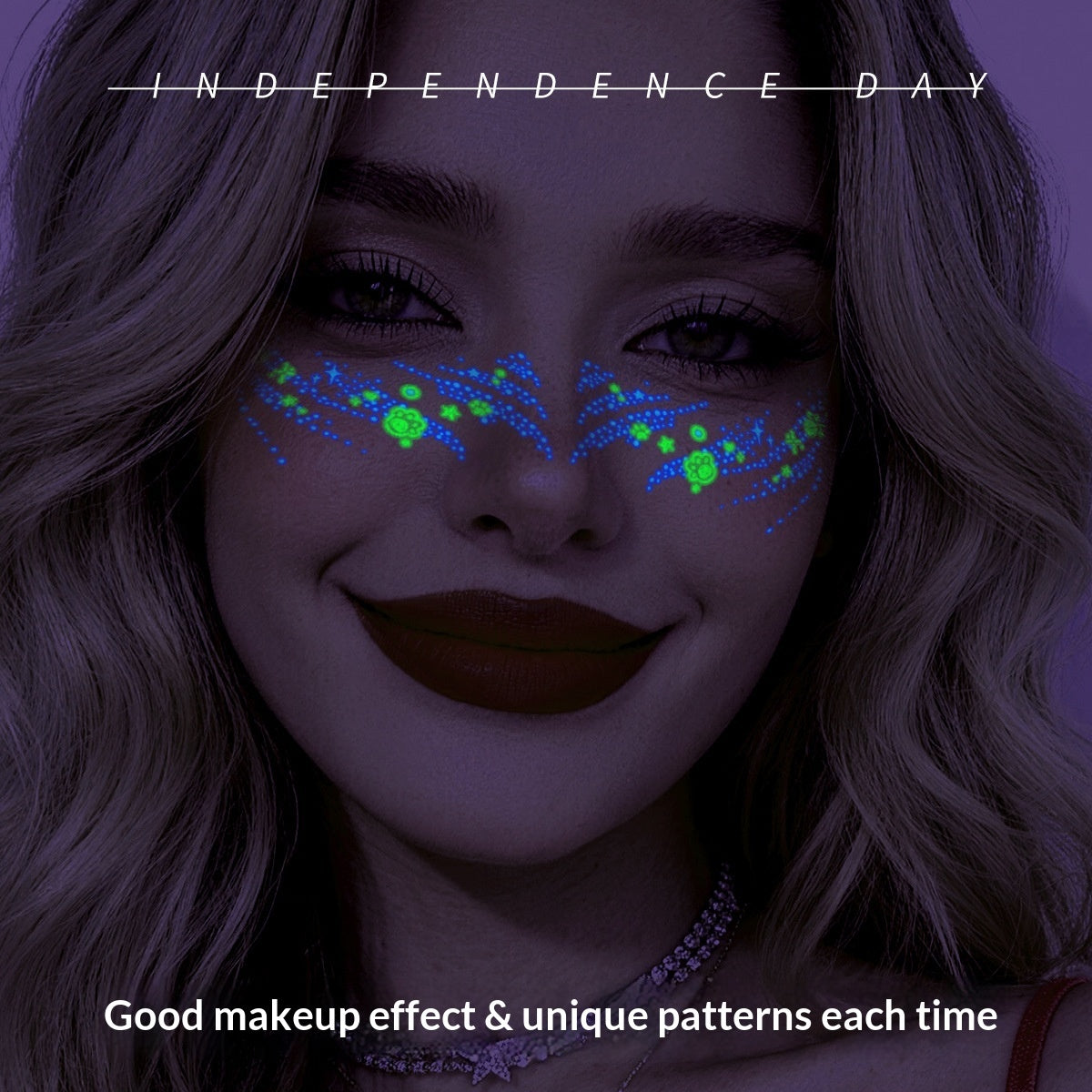 Stickers Tatouage Glow-in-the-Dark d'Halloween avec motifs de foudre