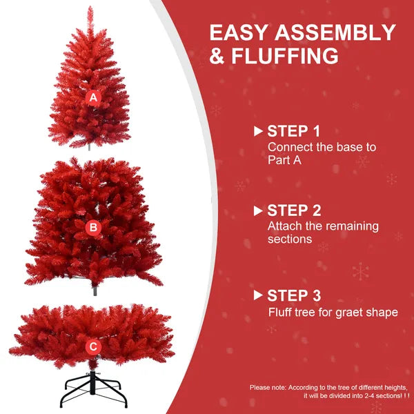 Arbre de Noël rouge 6FT – Arbre de PVC rouge pur avec 804 conseils
