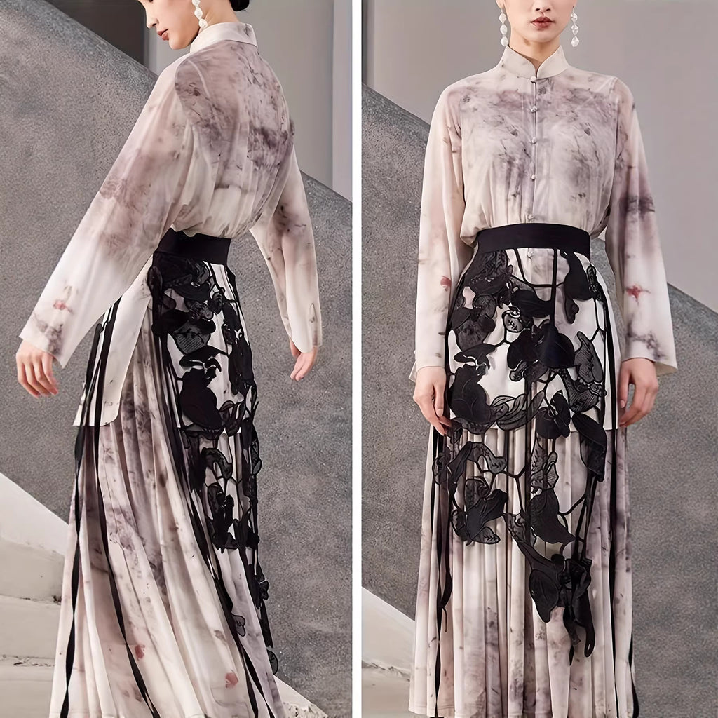 Jupe noire détaillée et détaillée avec une pointe amovible et un design en tie-waist
