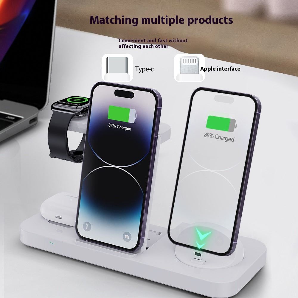 Stand de recharge sans fil pliant six en un