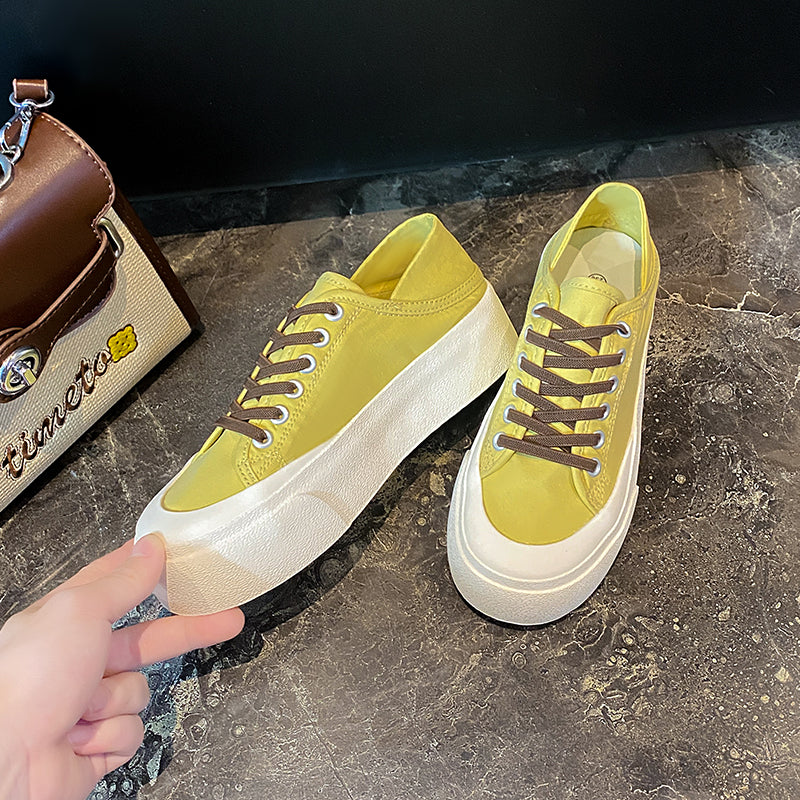 Femmes Versatile Style Coréen Platform Toile Chaussures Été Arrivée Trendy Confortable Ligh