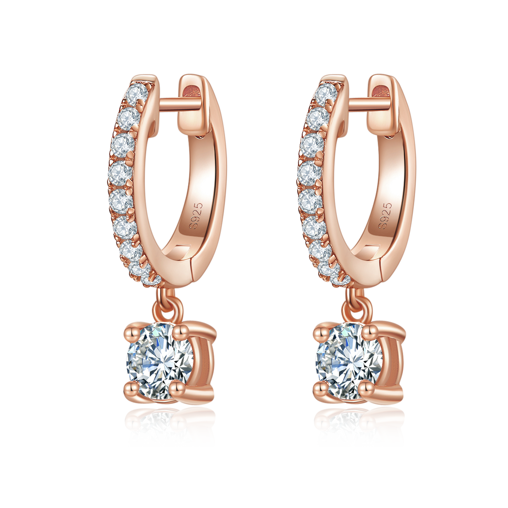 3g S925 Boucles d'oreilles en acier massif en mossanite boucle d'angle de 5mm avec boucle de pave et Cert