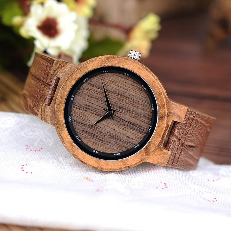 Montre Quartz en bois classique analogique