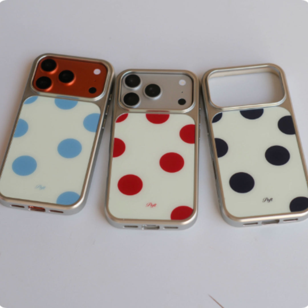 Boitier de téléphone en verre givré Retro Polka