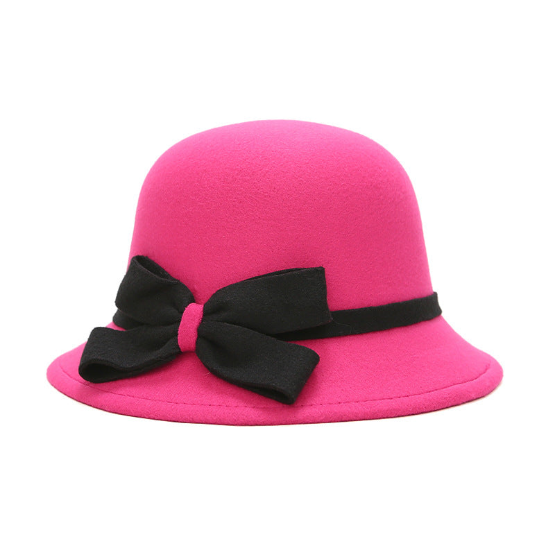 Chapeau de Bowler Fashionable et Élégant Femmes avec une Bow rayée