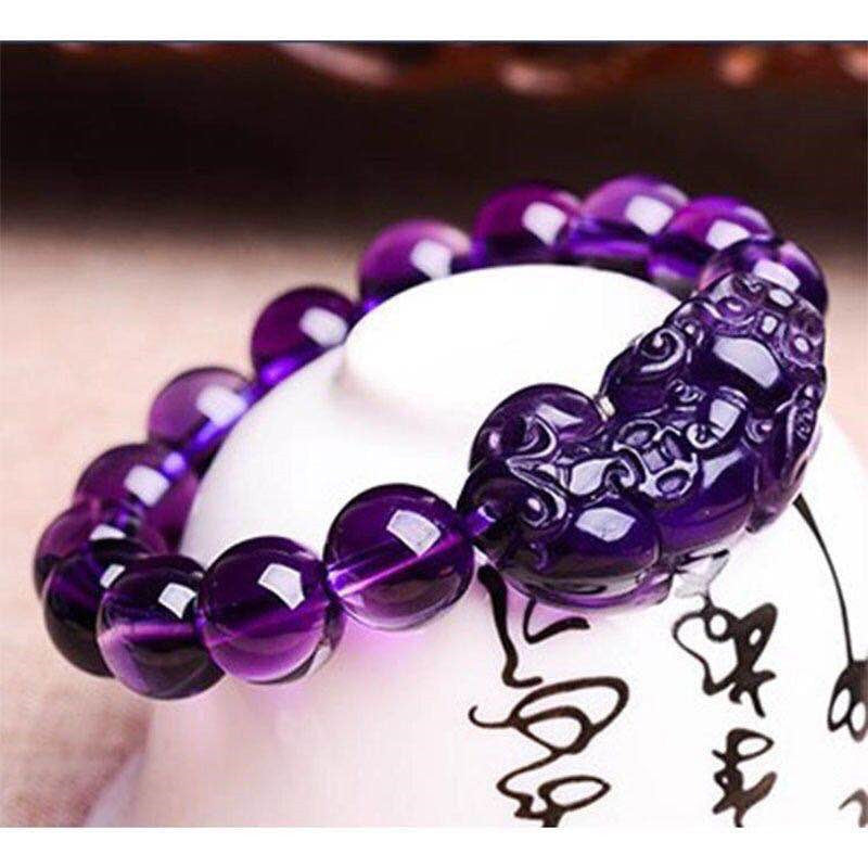Diffusion en direct populaire Améthyst Pixiu Bracelet Améthyst Perles Bracelet pour attirer la richesse