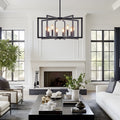 Chandelier 8-Light Geometric Noir moderne de 27" – Luminaire pendentif métallique industriel pour