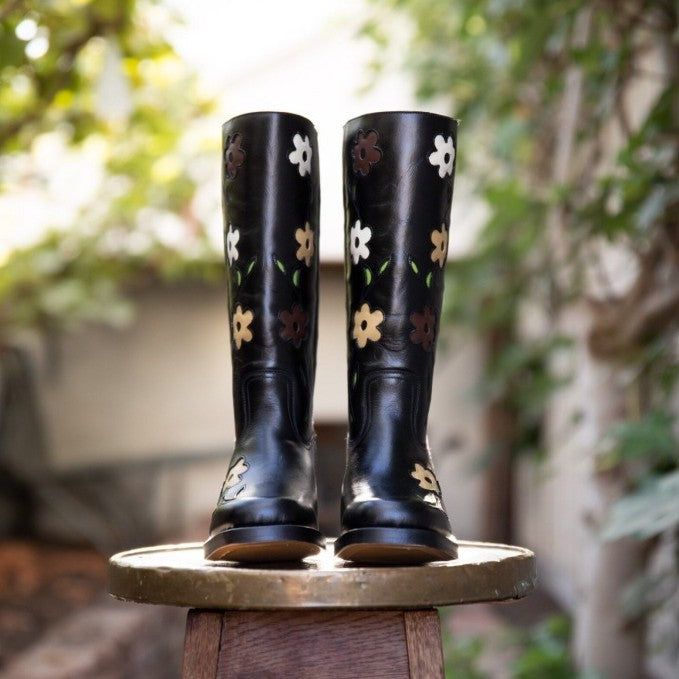 Bottes de denim élégantes à talons hauts