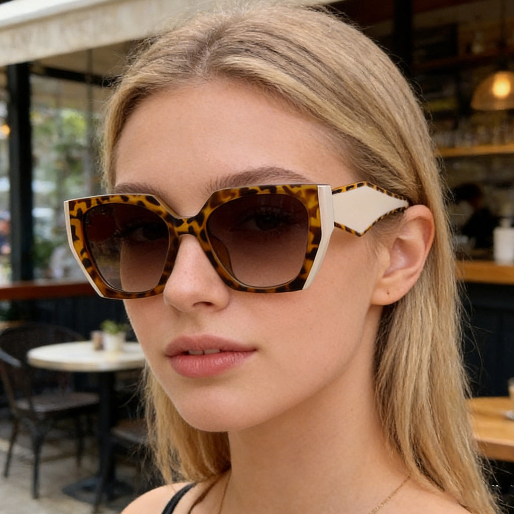 Lunettes de soleil à large temperature Cat-Eye pour femmes