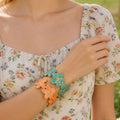 Femmes Enamel Fleur Claw Clip Gold Metal Grosses Pinces de requin floral Multi Couleur Jaw Cla