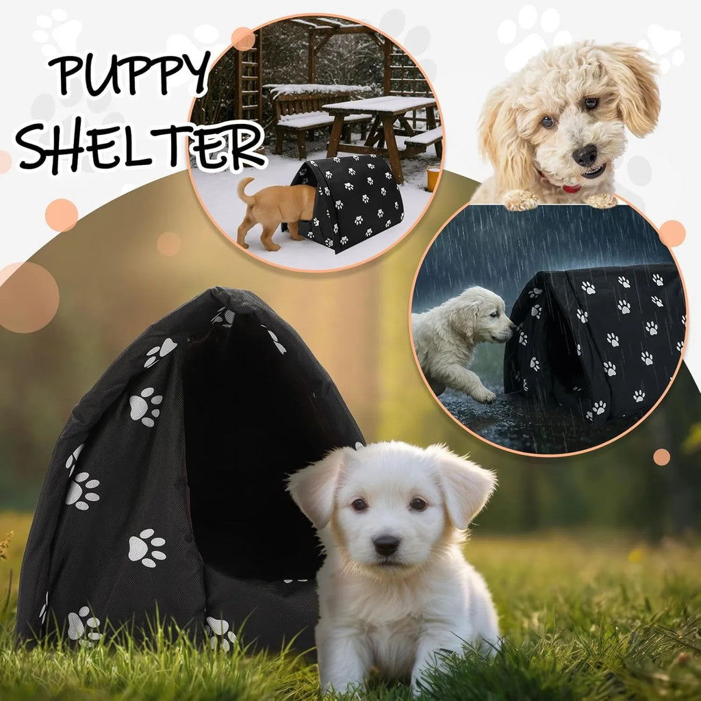 Outdoor Winter Cat House with Self-Heating Pad 17 in X 12 in Waterproof Foldable