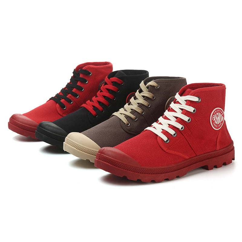 Toile Casual Chaussures Étudiant Sneakers Mode All-match Hip Hop Chaussures de randonnée haute coupe