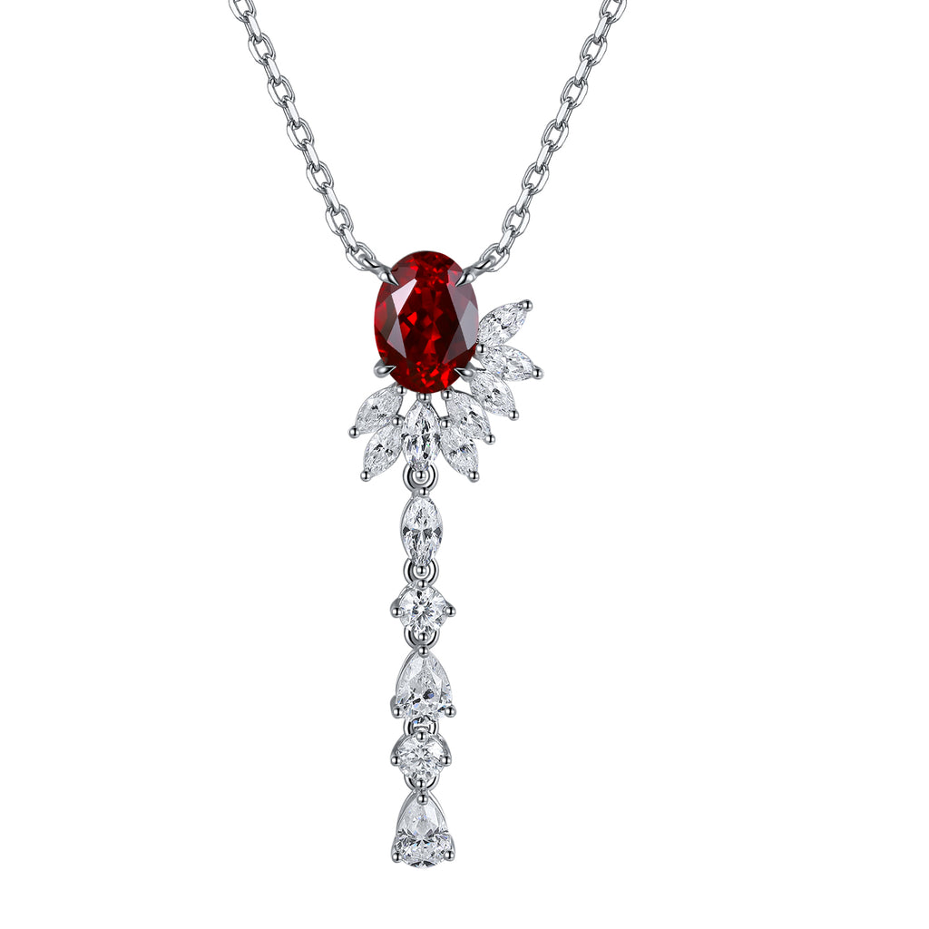S925 Argent 4.3g Ruby Paraiba Lariat Collier créé en laboratoire