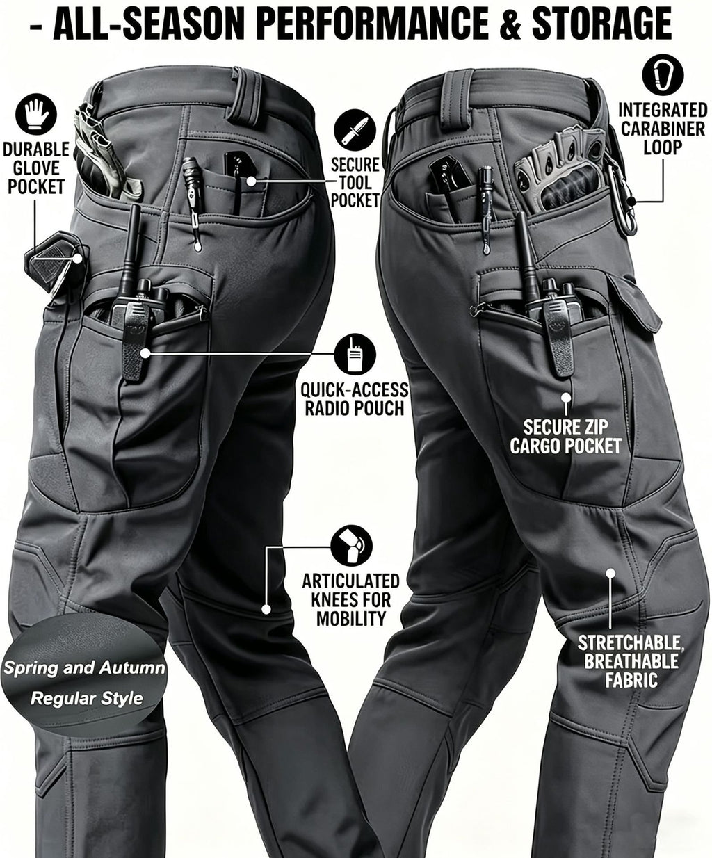 Pantalon de travail tactique résistant à l'usure extérieure pour hommes