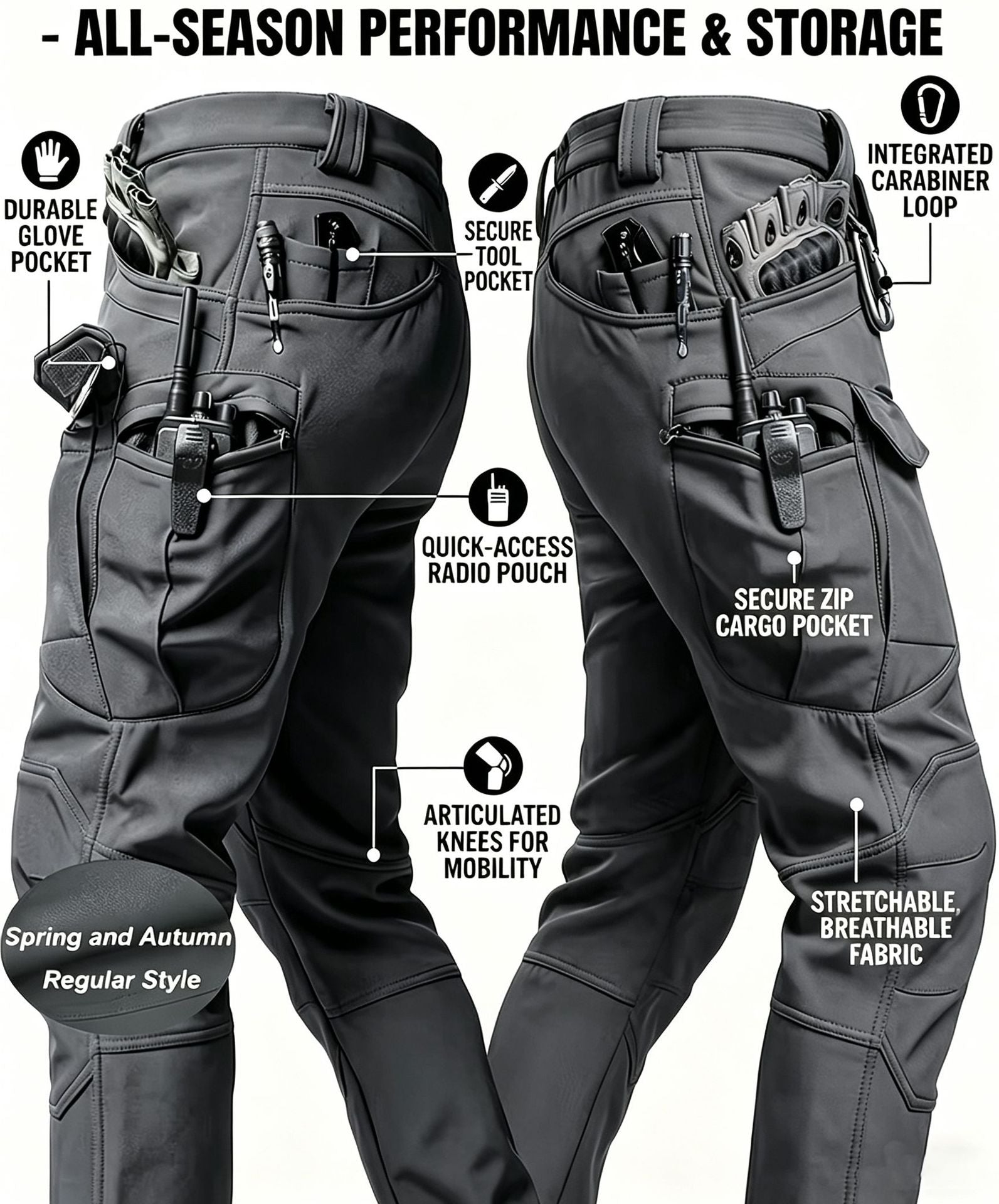 Pantalon de travail tactique résistant à l'usure extérieure pour hommes