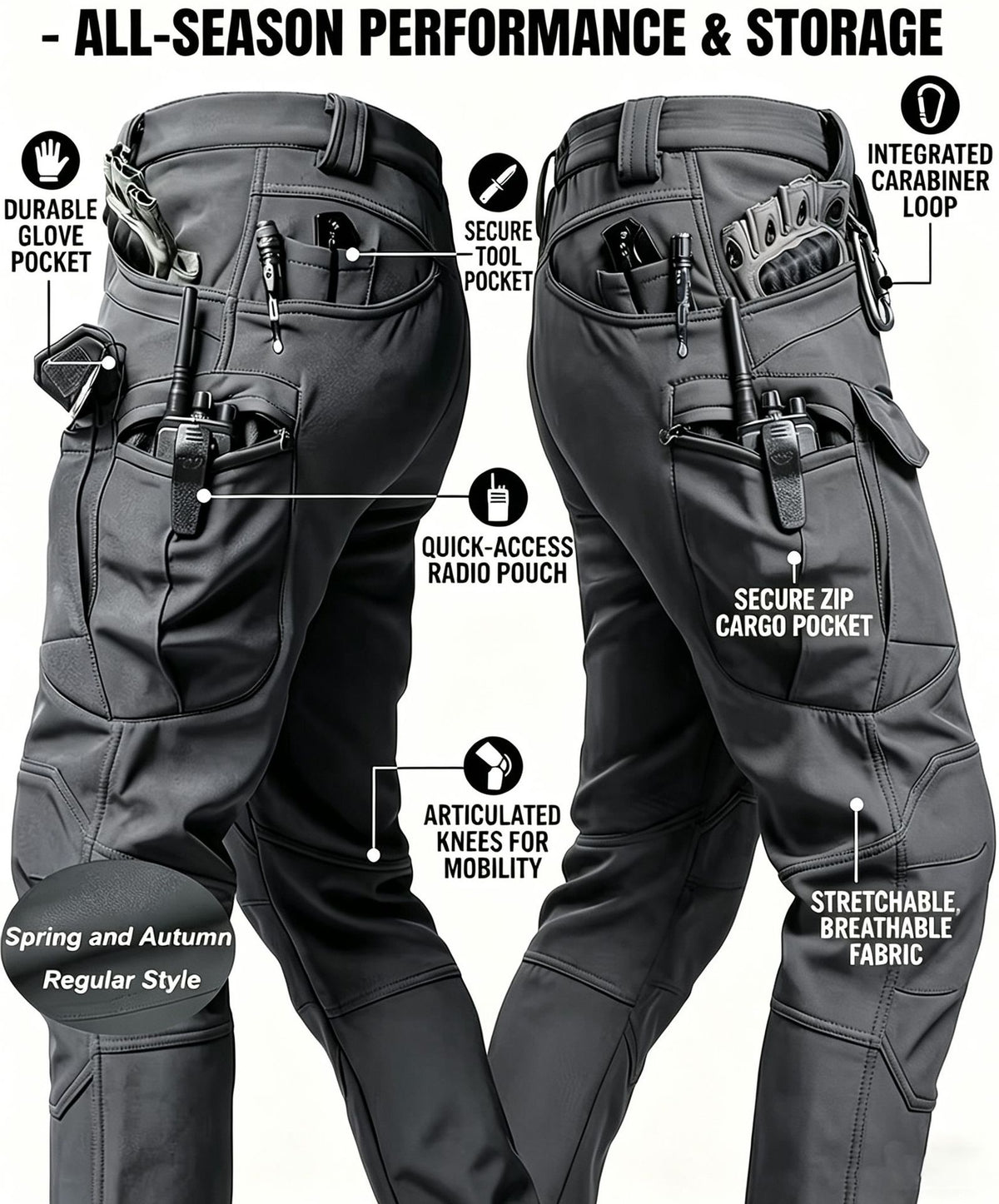 Pantalon de travail tactique résistant à l'usure extérieure pour hommes