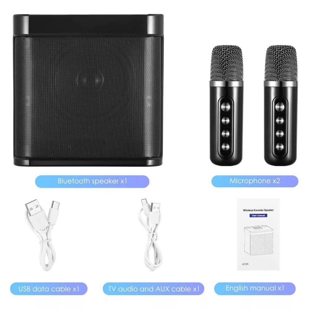 Haut-parleur de karaoké Bluetooth portable avec 2 microphones sans fil