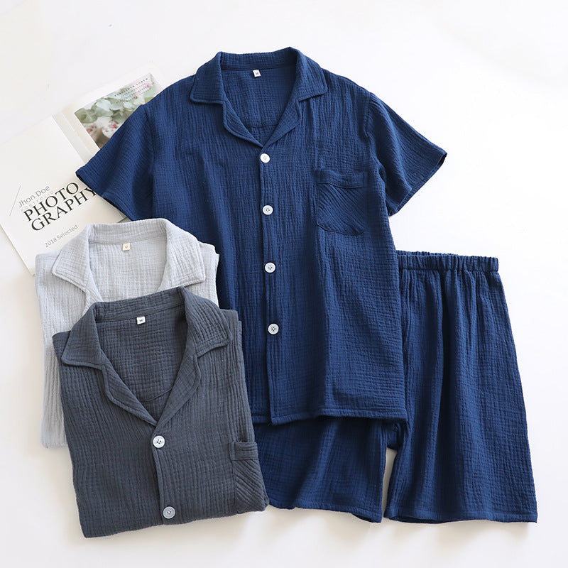 MUJI-style japonais-héritage Crepe à manches courtes Pajama Set avec shorts