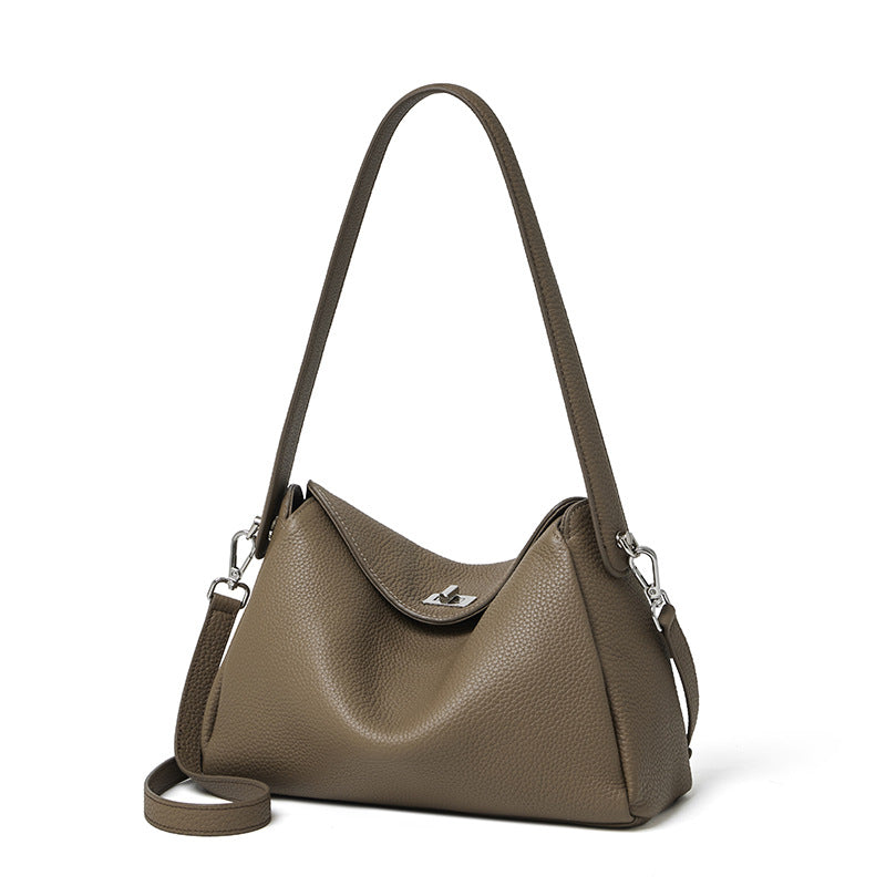 Sac transversal de navette en cuir véritable mono-épaule