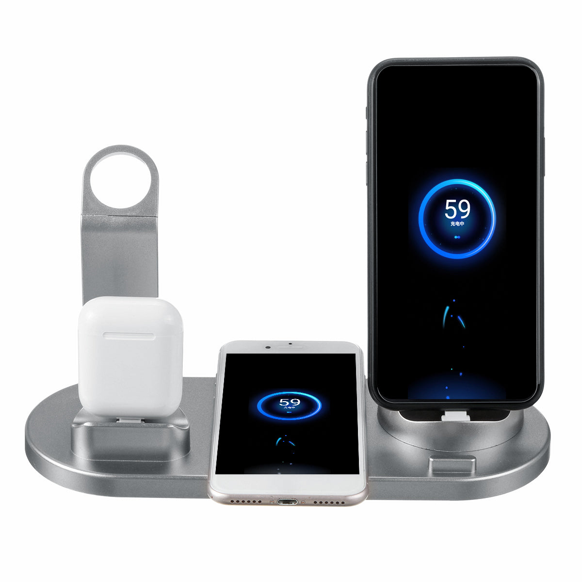 Casque de téléphone mobile Base de bornes de recharge sans fil à trois en un