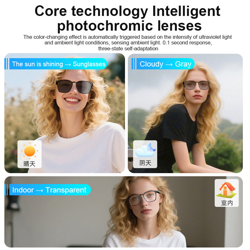 Ai Traduction Smart Glass Photochromique Bluetooth sans fil