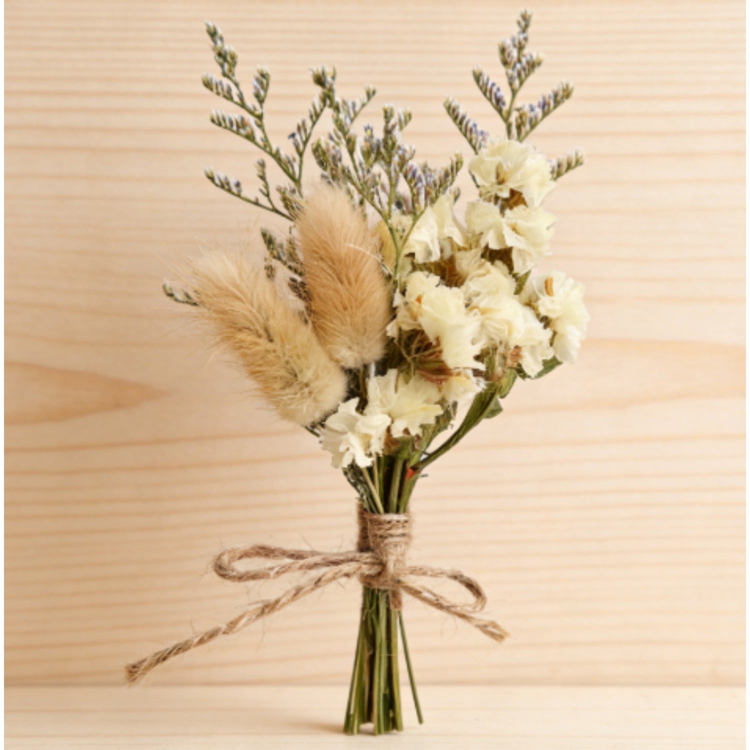 6 Mini Bouquets de fleurs séchés faits à partir de la queue de lapin artisanale et Forget-Me- Nots Fo